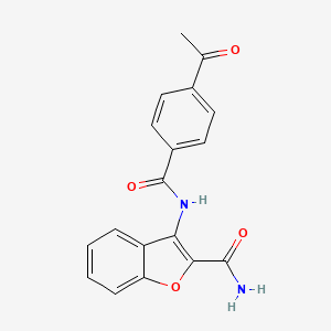 molecular formula C18H14N2O4 B2666886 3-(4-Acetylbenzamido)benzofuran-2-carboxamide CAS No. 477511-52-7