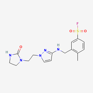 molecular formula C16H20FN5O3S B2666887 4-Methyl-3-[[[1-[2-(2-oxoimidazolidin-1-yl)ethyl]pyrazol-3-yl]amino]methyl]benzenesulfonyl fluoride CAS No. 2418708-50-4