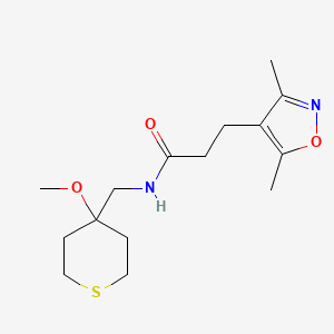 3-(3,5-Dimethyl-1,2-oxazol-4-yl)-N-[(4-methoxythian-4-yl)methyl]propanamide