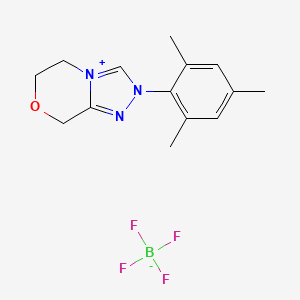 molecular formula C14H18BF4N3O B2666896 2-Mesityl-5,6-dihydro-8H-[1,2,4]triazolo[3,4-c][1,4]oxazin-2-ium tetrafluoroborate CAS No. 2170152-85-7