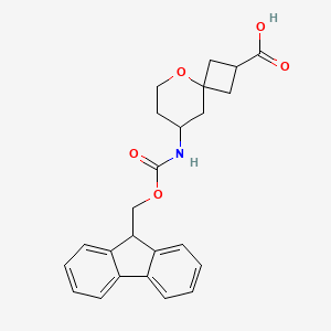 molecular formula C24H25NO5 B2666899 8-(9H-Fluoren-9-ylmethoxycarbonylamino)-5-oxaspiro[3.5]nonane-2-carboxylic acid CAS No. 2137620-12-1