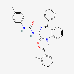 molecular formula C32H28N4O3 B2666905 1-(4-methylphenyl)-3-{1-[2-(2-methylphenyl)-2-oxoethyl]-2-oxo-5-phenyl-2,3-dihydro-1H-1,4-benzodiazepin-3-yl}urea CAS No. 1048916-16-0