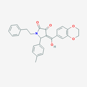 molecular formula C28H25NO5 B266691 4-(2,3-dihydro-1,4-benzodioxin-6-ylcarbonyl)-3-hydroxy-5-(4-methylphenyl)-1-(2-phenylethyl)-1,5-dihydro-2H-pyrrol-2-one 