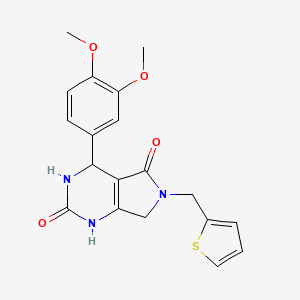 molecular formula C19H19N3O4S B2666914 4-(3,4-dimethoxyphenyl)-6-(thiophen-2-ylmethyl)-3,4,6,7-tetrahydro-1H-pyrrolo[3,4-d]pyrimidine-2,5-dione CAS No. 899985-37-6