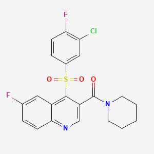 4-[(3-Chloro-4-fluorophenyl)sulfonyl]-6-fluoro-3-(piperidin-1-ylcarbonyl)quinoline