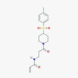 molecular formula C18H24N2O4S B2666922 N-[3-[4-(4-Methylphenyl)sulfonylpiperidin-1-yl]-3-oxopropyl]prop-2-enamide CAS No. 2361740-96-5