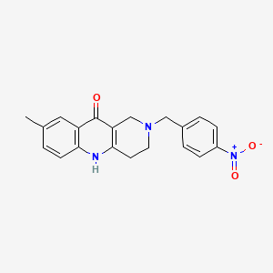 molecular formula C20H19N3O3 B2666930 8-甲基-2-(4-硝基苯甲基)-1,3,4,5-四氢苯并[b]-1,6-萘啉-10(2H)-酮 CAS No. 1993058-39-1