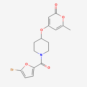 molecular formula C16H16BrNO5 B2666934 4-((1-(5-溴呋喃-2-甲酰)哌啶-4-基)氧基)-6-甲基-2H-吡喃-2-酮 CAS No. 1798542-31-0