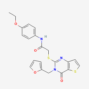 molecular formula C21H19N3O4S2 B2666955 N-(4-乙氧基苯基)-2-{[3-(呋喃-2-基甲基)-4-氧代-3,4-二氢噻吩[3,2-d]嘧啶-2-基]硫代}乙酰胺 CAS No. 1326854-16-3