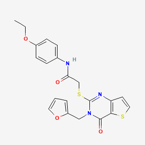 molecular formula C21H19N3O4S2 B2666955 N-(4-ethoxyphenyl)-2-({3-[(furan-2-yl)methyl]-4-oxo-3H,4H-thieno[3,2-d]pyrimidin-2-yl}sulfanyl)acetamide CAS No. 1326854-16-3