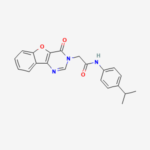 molecular formula C21H19N3O3 B2666959 2-(4-氧代-[1]苯并呋喃[3,2-d]嘧啶-3-基)-N-(4-丙酮-2-基苯基)乙酰胺 CAS No. 850590-33-9