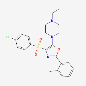 molecular formula C22H24ClN3O3S B2666969 4-((4-氯苯基)磺酰)-5-(4-乙基哌嗪-1-基)-2-(邻甲苯基)噁唑 CAS No. 862758-94-9