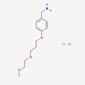 molecular formula C13H22ClNO3 B2666974 {4-[3-(2-Methoxyethoxy)propoxy]phenyl}methanamine hydrochloride CAS No. 1909326-60-8