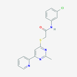 molecular formula C18H15ClN4OS B2666980 N-(3-氯苯基)-2-((2-甲基-6-(吡啶-2-基)嘧啶-4-基)硫代)乙酰胺 CAS No. 1251551-68-4