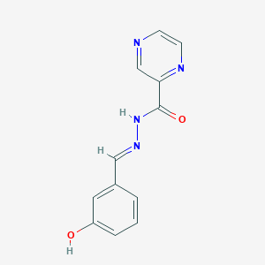 molecular formula C12H10N4O2 B2666989 (E)-N'-(3-hydroxybenzylidene)pyrazine-2-carbohydrazide CAS No. 1135685-44-7