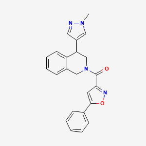 molecular formula C23H20N4O2 B2666994 (4-(1-methyl-1H-pyrazol-4-yl)-3,4-dihydroisoquinolin-2(1H)-yl)(5-phenylisoxazol-3-yl)methanone CAS No. 2194907-82-7