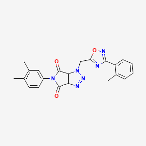 molecular formula C22H20N6O3 B2666996 5-(3,4-dimethylphenyl)-1-((3-(o-tolyl)-1,2,4-oxadiazol-5-yl)methyl)-1,6a-dihydropyrrolo[3,4-d][1,2,3]triazole-4,6(3aH,5H)-dione CAS No. 1251596-29-8