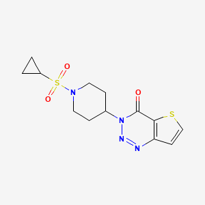 molecular formula C13H16N4O3S2 B2666998 3-(1-(cyclopropylsulfonyl)piperidin-4-yl)thieno[3,2-d][1,2,3]triazin-4(3H)-one CAS No. 2034381-86-5