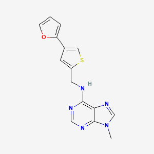 molecular formula C15H13N5OS B2666999 N-[[4-(Furan-2-yl)thiophen-2-yl]methyl]-9-methylpurin-6-amine CAS No. 2380033-87-2