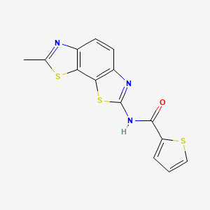molecular formula C14H9N3OS3 B2667015 N-(7-methyl-[1,3]thiazolo[4,5-g][1,3]benzothiazol-2-yl)thiophene-2-carboxamide CAS No. 327038-70-0
