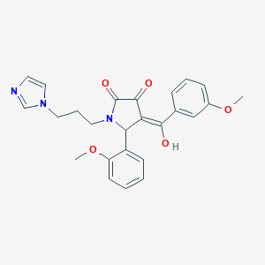 molecular formula C25H25N3O5 B266702 3-hydroxy-1-[3-(1H-imidazol-1-yl)propyl]-4-(3-methoxybenzoyl)-5-(2-methoxyphenyl)-1,5-dihydro-2H-pyrrol-2-one 
