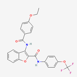 molecular formula C25H19F3N2O5 B2667021 3-(4-ethoxybenzamido)-N-(4-(trifluoromethoxy)phenyl)benzofuran-2-carboxamide CAS No. 888456-21-1
