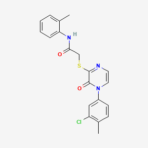 molecular formula C20H18ClN3O2S B2667029 2-[4-(3-chloro-4-methylphenyl)-3-oxopyrazin-2-yl]sulfanyl-N-(2-methylphenyl)acetamide CAS No. 899988-18-2