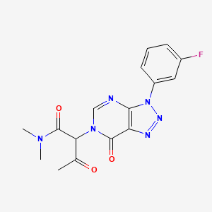 molecular formula C16H15FN6O3 B2667032 2-(3-(3-fluorophenyl)-7-oxo-3H-[1,2,3]triazolo[4,5-d]pyrimidin-6(7H)-yl)-N,N-dimethyl-3-oxobutanamide CAS No. 872590-65-3