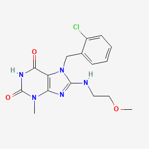 molecular formula C16H18ClN5O3 B2667037 7-(2-chlorobenzyl)-8-[(2-methoxyethyl)amino]-3-methyl-3,7-dihydro-1H-purine-2,6-dione CAS No. 672265-76-8