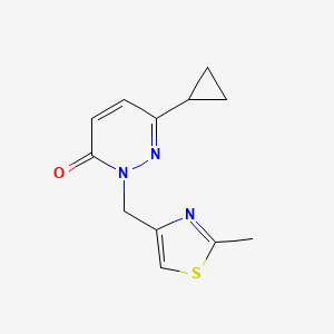 molecular formula C12H13N3OS B2667043 6-Cyclopropyl-2-[(2-methyl-1,3-thiazol-4-yl)methyl]-2,3-dihydropyridazin-3-one CAS No. 2195883-15-7