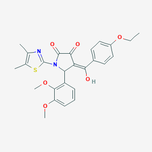 molecular formula C26H26N2O6S B266706 5-(2,3-dimethoxyphenyl)-1-(4,5-dimethyl-1,3-thiazol-2-yl)-4-(4-ethoxybenzoyl)-3-hydroxy-1,5-dihydro-2H-pyrrol-2-one 