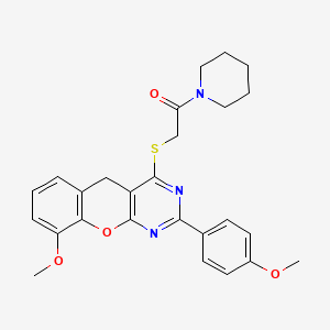 9-methoxy-2-(4-methoxyphenyl)-4-[(2-oxo-2-piperidin-1-ylethyl)thio]-5H-chromeno[2,3-d]pyrimidine