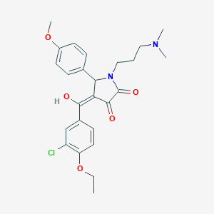 molecular formula C25H29ClN2O5 B266709 4-(3-chloro-4-ethoxybenzoyl)-1-[3-(dimethylamino)propyl]-3-hydroxy-5-(4-methoxyphenyl)-1,5-dihydro-2H-pyrrol-2-one 