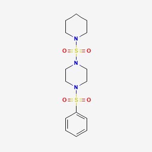 molecular formula C15H23N3O4S2 B2667093 1-苯磺酰-4-(哌啶-1-磺酰)-哌嗪 CAS No. 797772-99-7