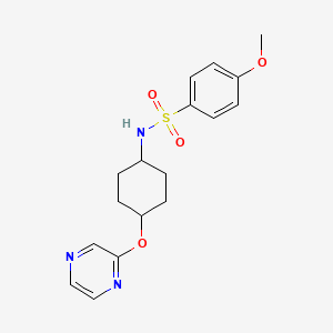 molecular formula C17H21N3O4S B2667096 4-methoxy-N-((1r,4r)-4-(pyrazin-2-yloxy)cyclohexyl)benzenesulfonamide CAS No. 2034255-30-4