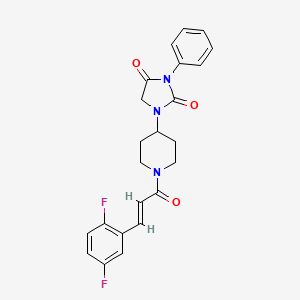 molecular formula C23H21F2N3O3 B2667121 (E)-1-(1-(3-(2,5-difluorophenyl)acryloyl)piperidin-4-yl)-3-phenylimidazolidine-2,4-dione CAS No. 2035004-10-3