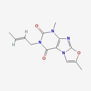 molecular formula C13H14N4O3 B2667129 (E)-3-(but-2-en-1-yl)-1,7-dimethyloxazolo[2,3-f]purine-2,4(1H,3H)-dione CAS No. 959243-77-7