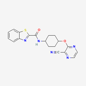 molecular formula C19H17N5O2S B2667131 N-((1r,4r)-4-((3-cyanopyrazin-2-yl)oxy)cyclohexyl)benzo[d]thiazole-2-carboxamide CAS No. 2034255-97-3
