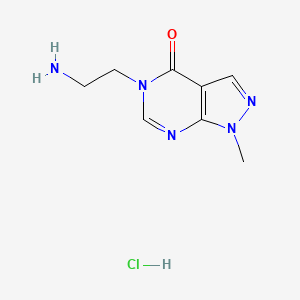 molecular formula C8H12ClN5O B2667136 5-(2-氨基乙基)-1-甲基吡唑并[3,4-d]嘧啶-4-酮；盐酸盐 CAS No. 2253632-45-8