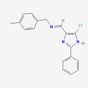 molecular formula C18H16ClN3 B2667142 N-[(5-氯-2-苯基-1H-咪唑-4-基)甲亚](4-甲基苯基)甲胺 CAS No. 338392-61-3