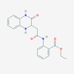 molecular formula C19H19N3O4 B2667144 乙酸2-[2-(3-氧代-1,2,4-三氢喹喑-2-基)乙酰氨基]苯酸酯 CAS No. 353793-10-9