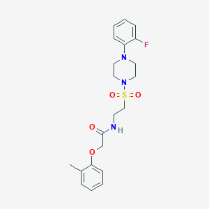 molecular formula C21H26FN3O4S B2667145 N-(2-((4-(2-fluorophenyl)piperazin-1-yl)sulfonyl)ethyl)-2-(o-tolyloxy)acetamide CAS No. 897613-70-6