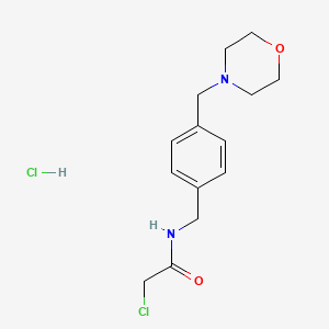 molecular formula C14H20Cl2N2O2 B2667153 2-chloro-N-[[4-(morpholin-4-ylmethyl)phenyl]methyl]acetamide;hydrochloride CAS No. 1052077-24-3