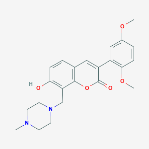 molecular formula C23H26N2O5 B2667160 3-(2,5-Dimethoxyphenyl)-7-hydroxy-8-[(4-methylpiperazin-1-yl)methyl]chromen-2-one CAS No. 864751-00-8