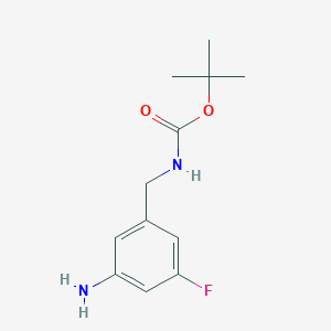 molecular formula C12H17FN2O2 B2667162 叔丁基-N-[(3-氨基-5-氟苯基)甲基]氨基甲酸酯 CAS No. 903556-40-1