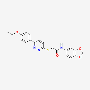 molecular formula C21H19N3O4S B2667172 N-(1,3-苯并二氧杂噻吩-5-基)-2-[6-(4-乙氧苯基)吡啶-3-基]硫醇乙酰胺 CAS No. 894000-43-2