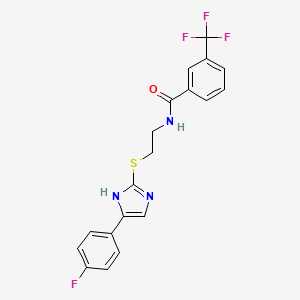 molecular formula C19H15F4N3OS B2667182 N-(2-((5-(4-氟苯基)-1H-咪唑-2-基)硫)乙基)-3-(三氟甲基)苯甲酰胺 CAS No. 897456-11-0