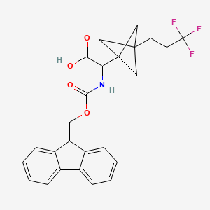 molecular formula C25H24F3NO4 B2667189 2-(9H-Fluoren-9-ylmethoxycarbonylamino)-2-[3-(3,3,3-trifluoropropyl)-1-bicyclo[1.1.1]pentanyl]acetic acid CAS No. 2287265-45-4