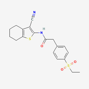 molecular formula C19H20N2O3S2 B2667190 N-(3-氰基-4,5,6,7-四氢苯并[b]噻吩-2-基)-2-(4-(乙基磺酰)苯基)乙酰胺 CAS No. 941972-17-4