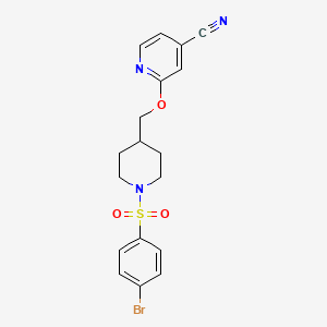 B2667193 2-[[1-(4-Bromophenyl)sulfonylpiperidin-4-yl]methoxy]pyridine-4-carbonitrile CAS No. 2379986-48-6